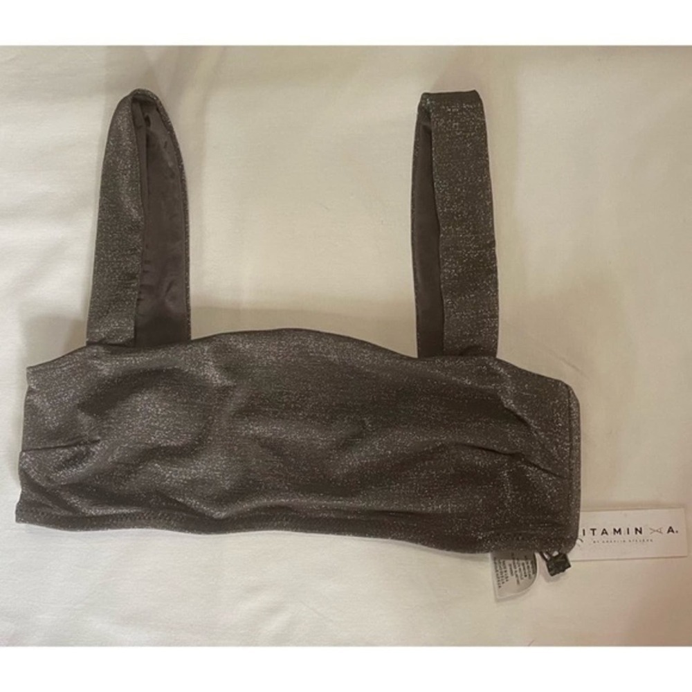 Vitamin A Graphite Gray Metallic Venus Bikini Swim Top Size Small/6 NWT - Picture 3 of 5